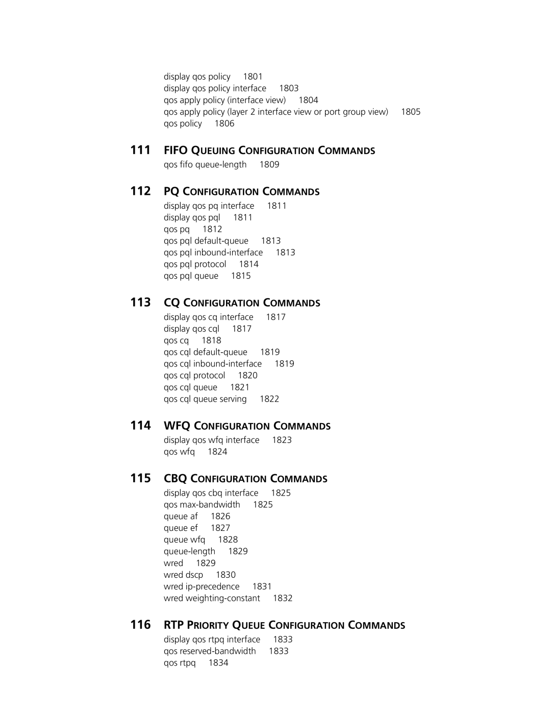 3Com MSR 30, MSR 50 manual Fifo Queuing Configuration Commands, PQ Configuration Commands, CQ Configuration Commands 