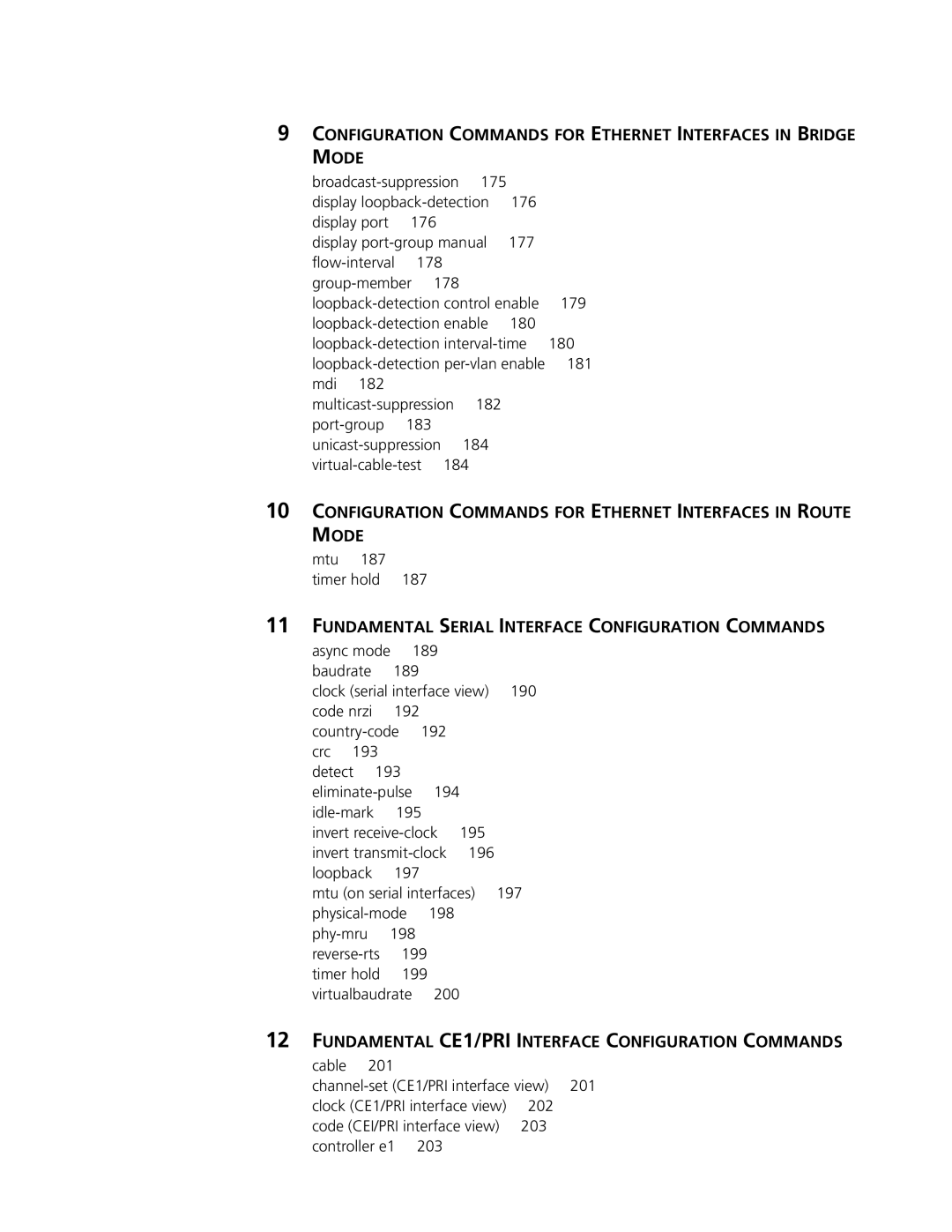 3Com MSR 50 Fundamental Serial Interface Configuration Commands, Fundamental CE1/PRI Interface Configuration Commands 