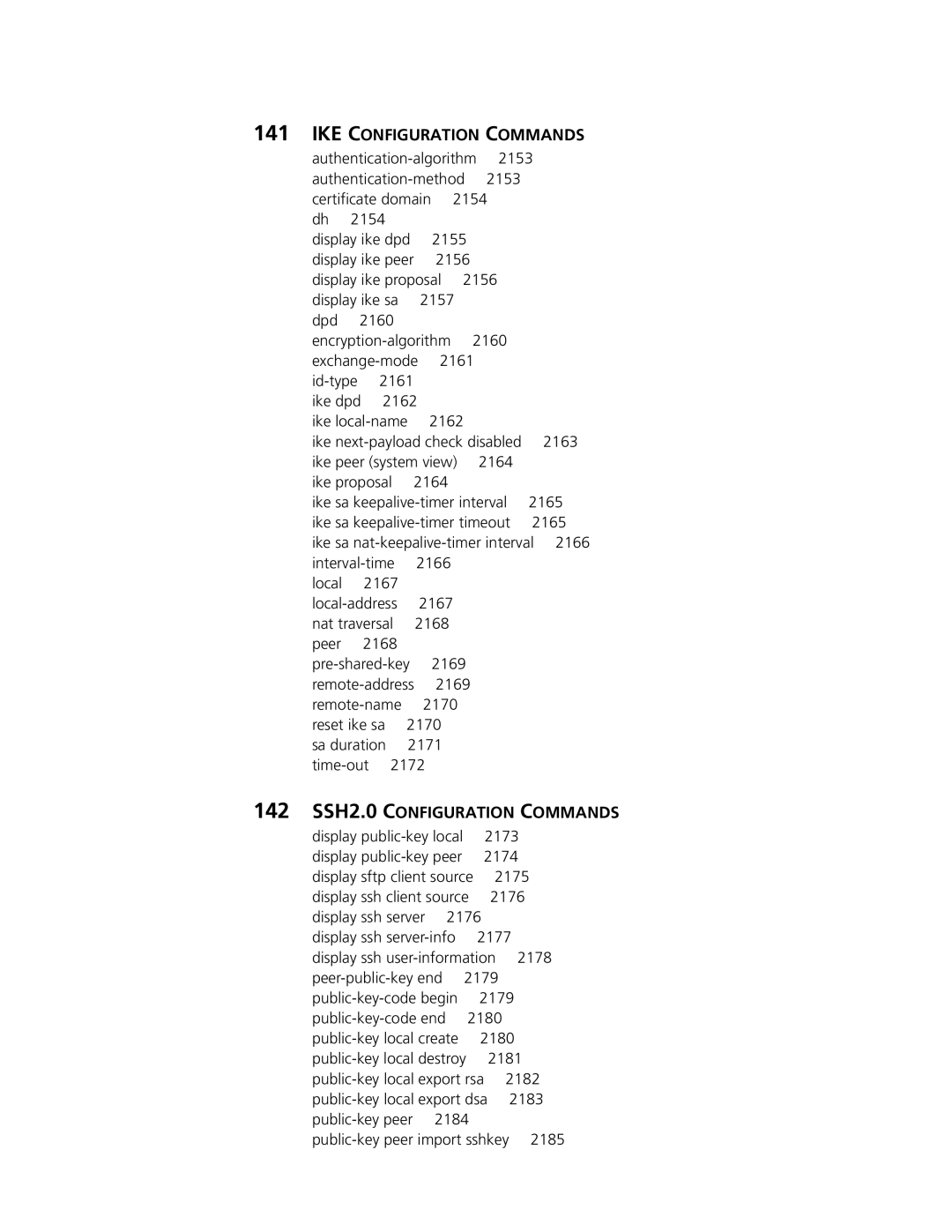 3Com MSR 50, MSR 30 manual IKE Configuration Commands, 142 SSH2.0 Configuration Commands 