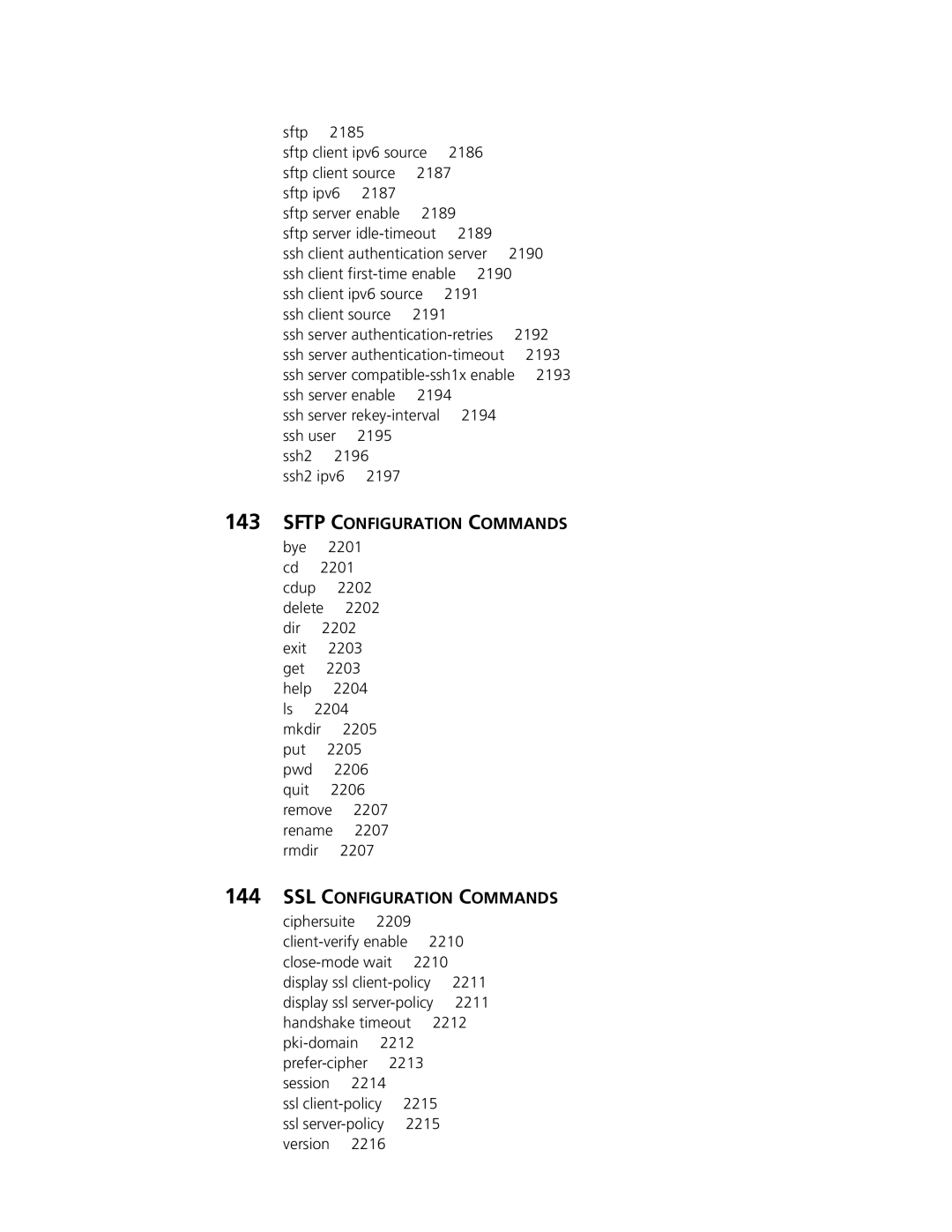 3Com MSR 30, MSR 50 manual Sftp Configuration Commands bye, SSL Configuration Commands 