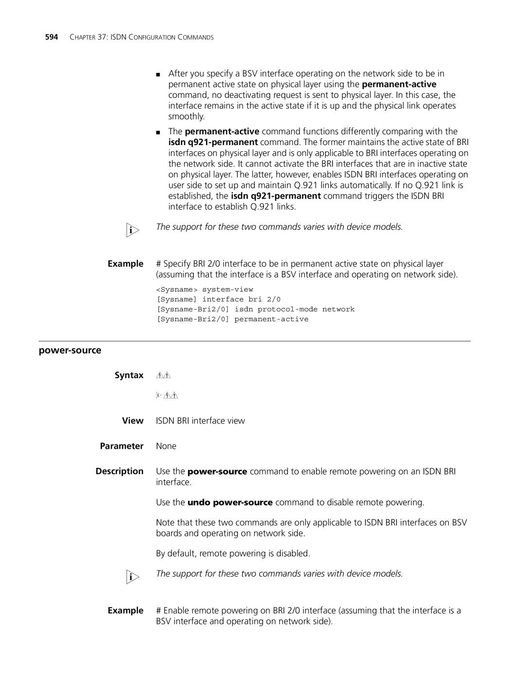 3Com MSR 30, MSR 50 manual Power-source, Syntax power-source Undo power-source 