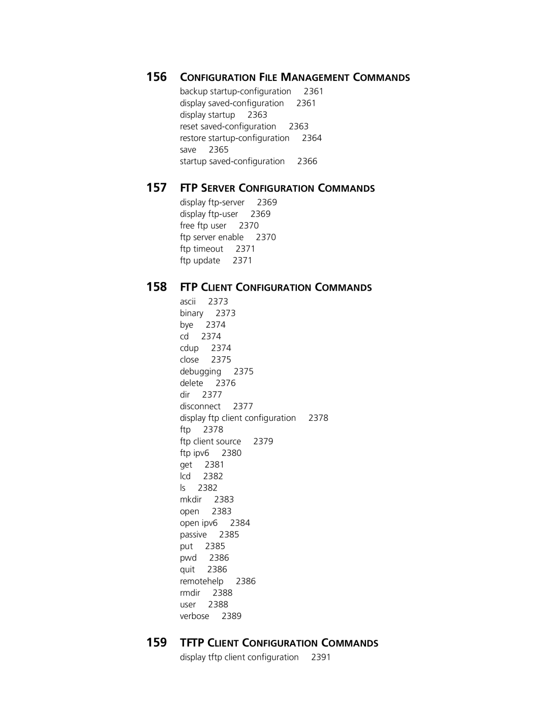 3Com MSR 50 Configuration File Management Commands, FTP Server Configuration Commands, Tftp Client Configuration Commands 