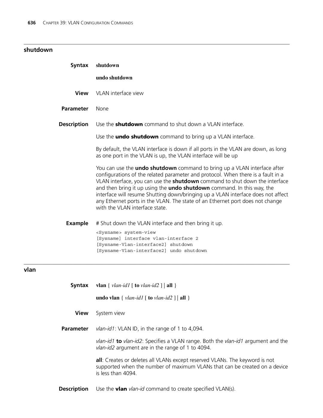 3Com MSR 30, MSR 50 manual View Vlan interface view 