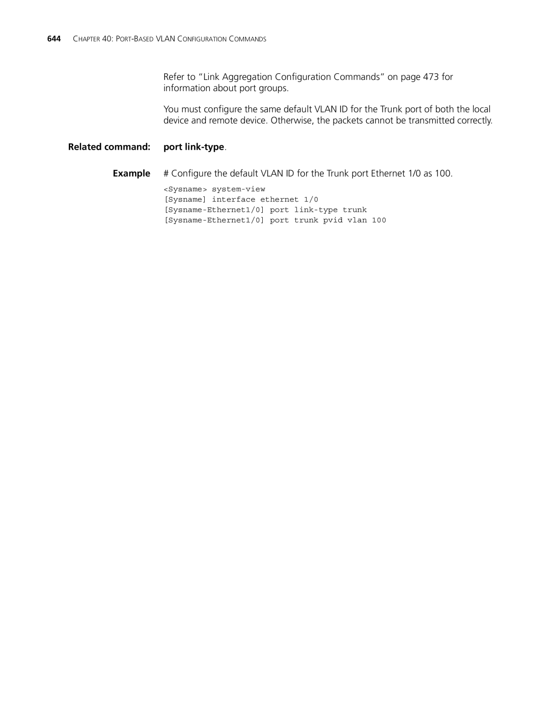 3Com MSR 30, MSR 50 manual Related command port link-type 