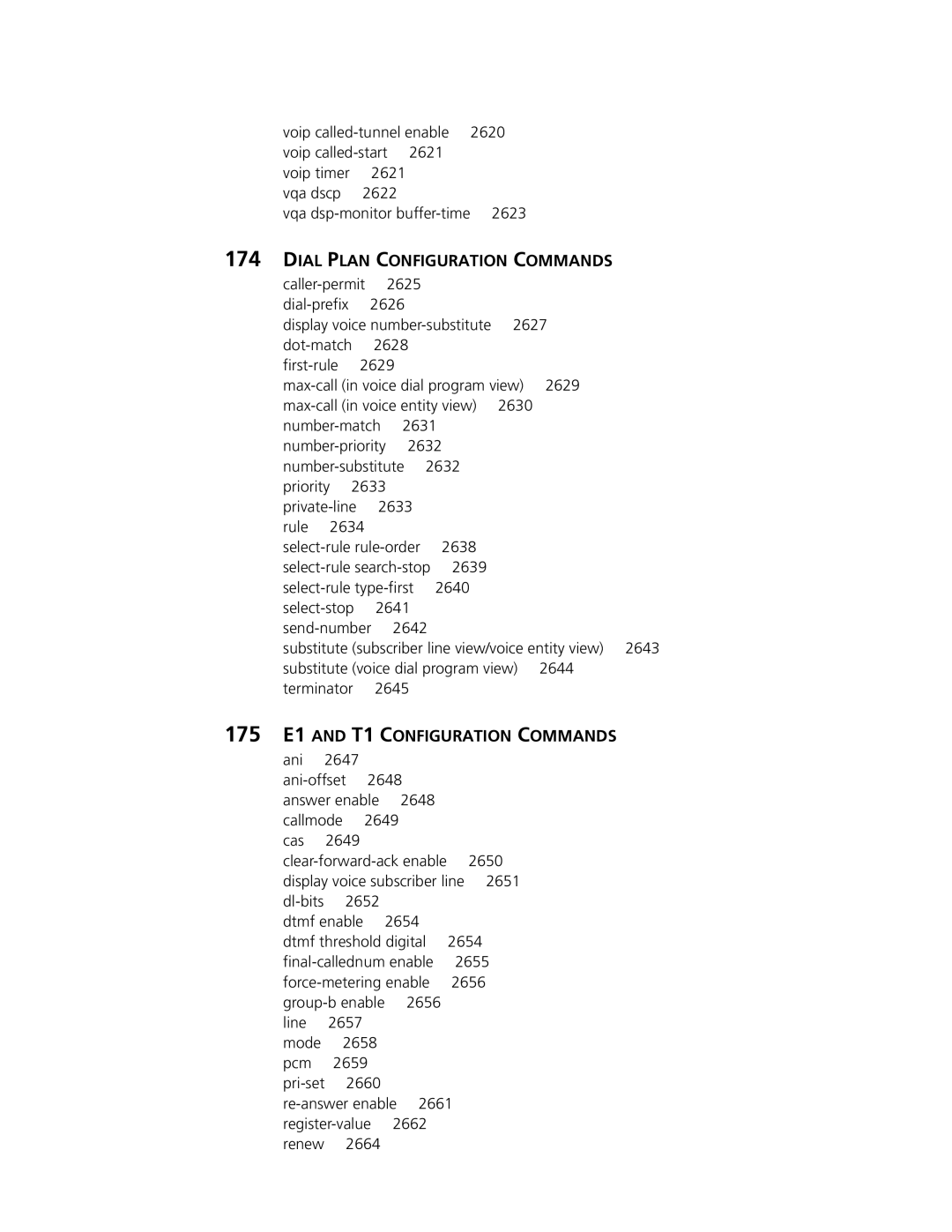 3Com MSR 30, MSR 50 manual Dial Plan Configuration Commands, 175 E1 and T1 Configuration Commands ani, Caller-permit, 2639 