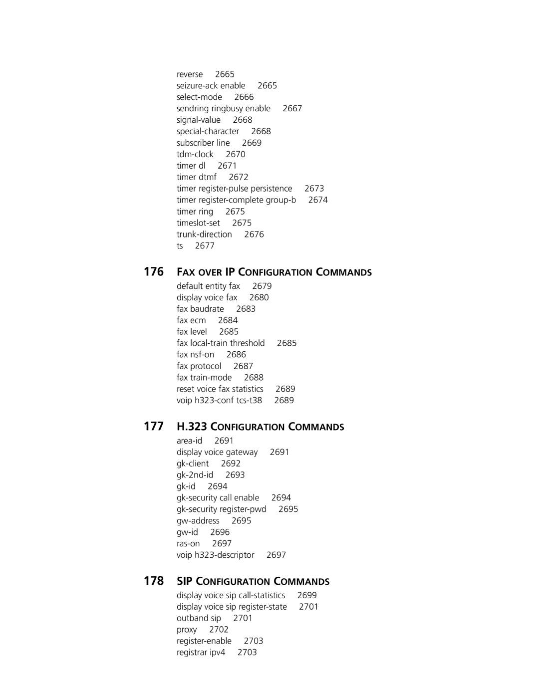 3Com MSR 50, MSR 30 manual FAX Over IP Configuration Commands, 177 H.323 Configuration Commands, SIP Configuration Commands 