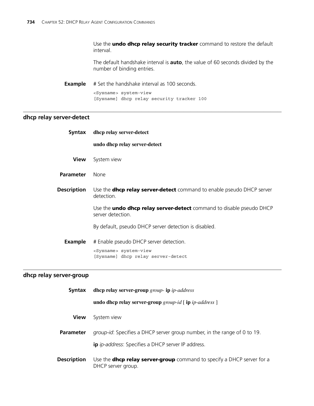 3Com MSR 30, MSR 50 manual Dhcp relay server-detect, Dhcp relay server-group, Undo dhcp relay server-detect 