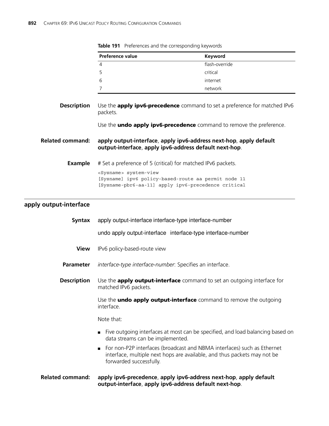 3Com MSR 30, MSR 50 manual Apply output-interface 