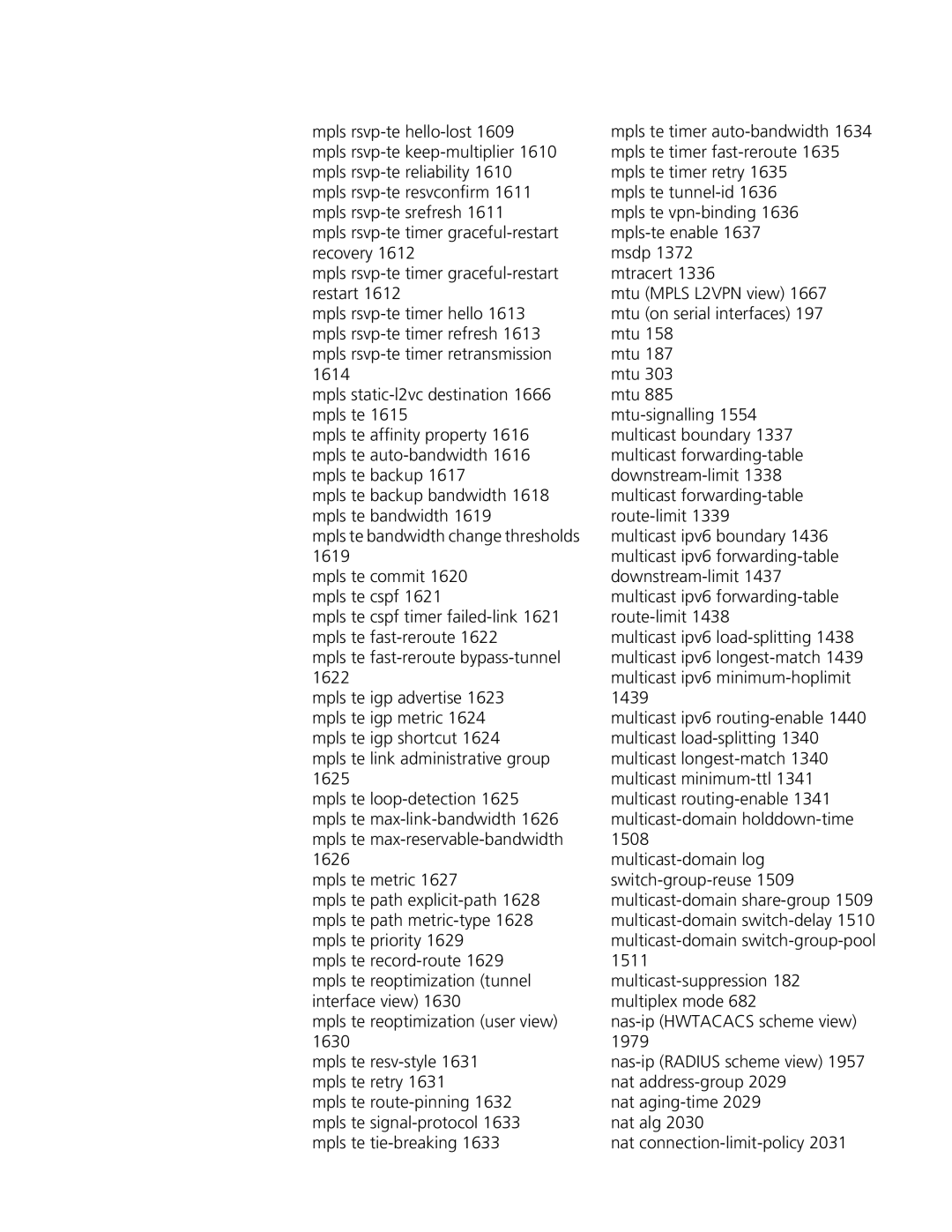 3Com MSR 50, MSR 30 manual Mpls te resv-style 1631 mpls te retry 