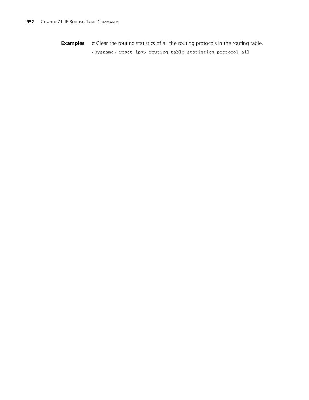 3Com MSR 30, MSR 50 manual Sysname reset ipv6 routing-table statistics protocol all 