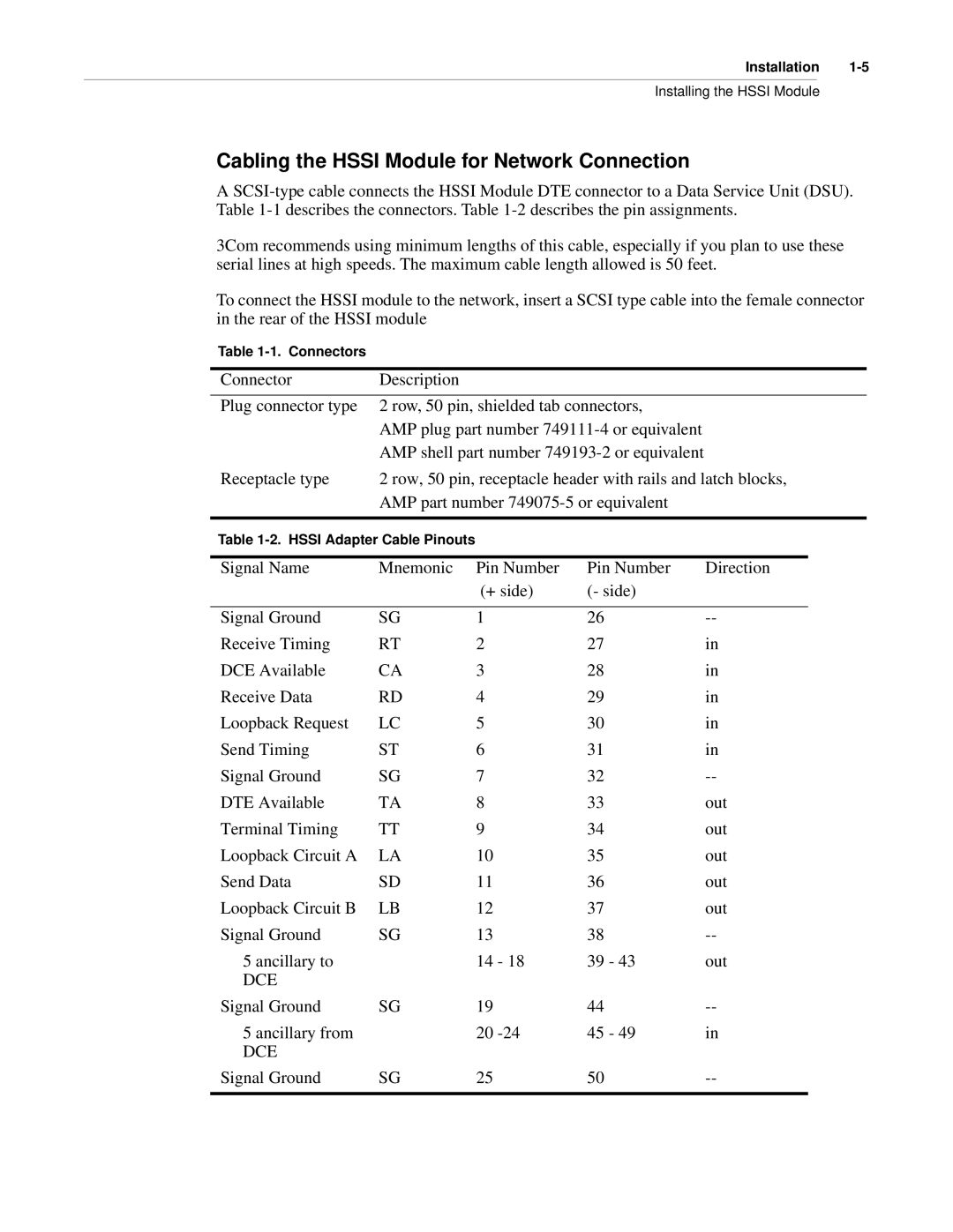 3Com NETBuilder II manual Cabling the Hssi Module for Network Connection 