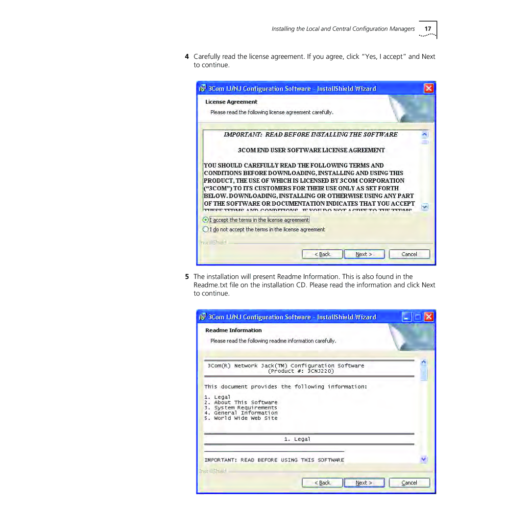 3Com NJ220 manual Installing the Local and Central Configuration Managers 