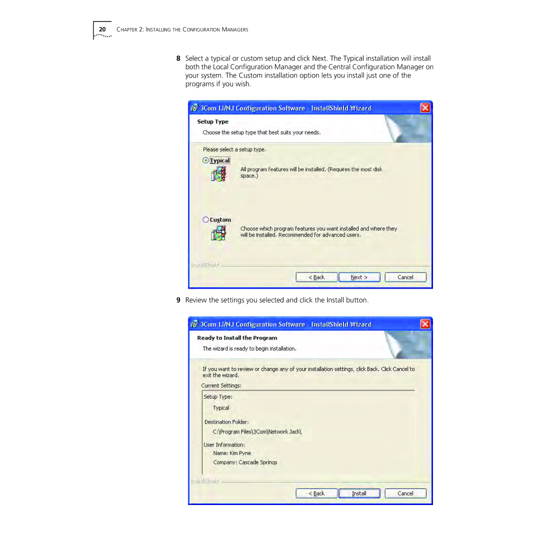 3Com NJ220 manual Installing the Configuration Managers 