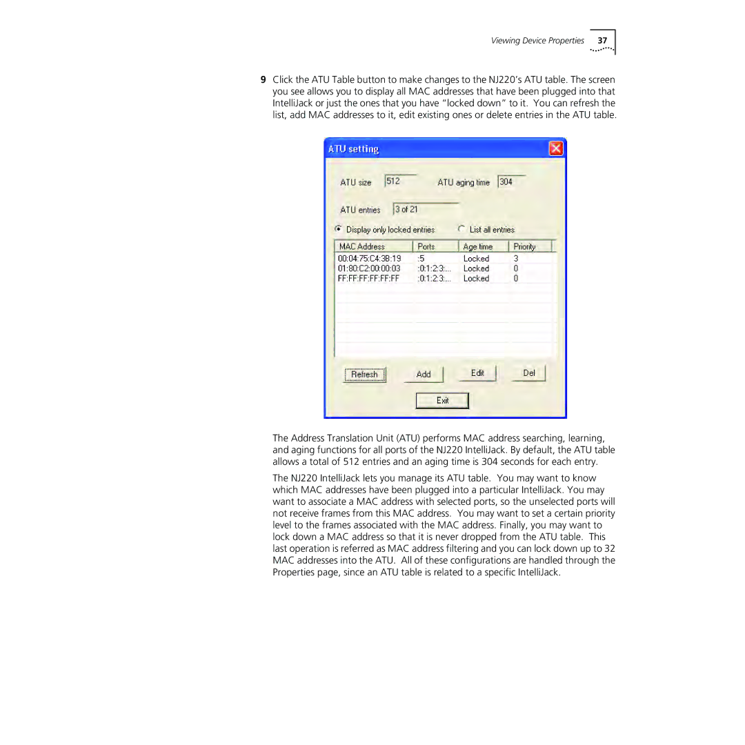 3Com NJ220 manual Viewing Device Properties 