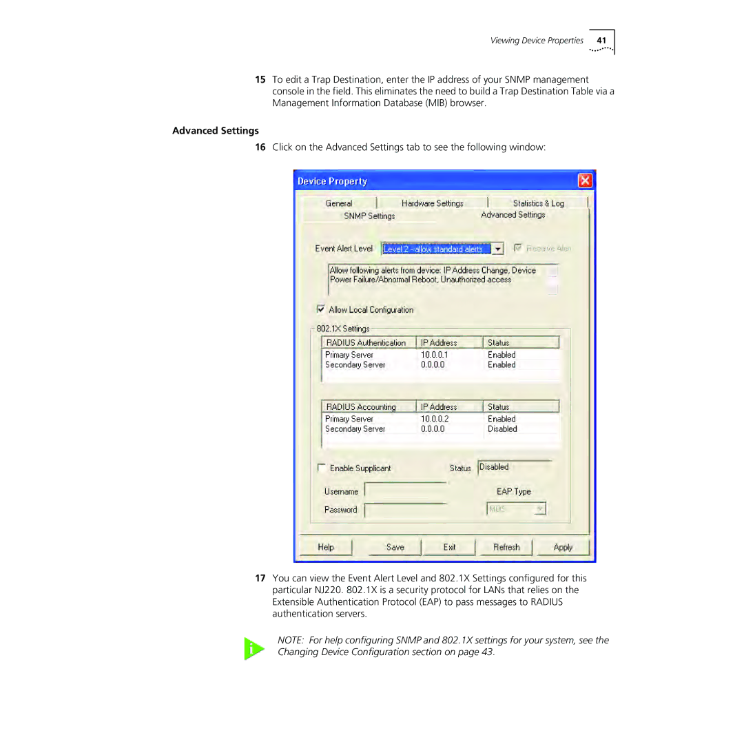 3Com NJ220 manual Advanced Settings 