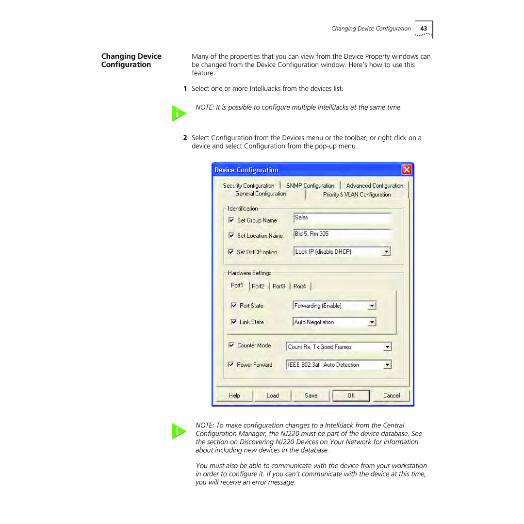 3Com NJ220 manual Changing Device 