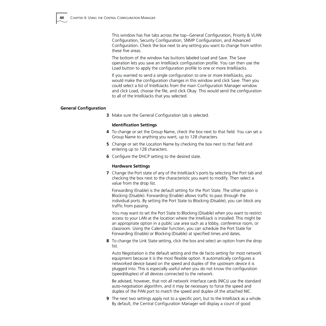 3Com NJ220 manual General Configuration, Identification Settings 