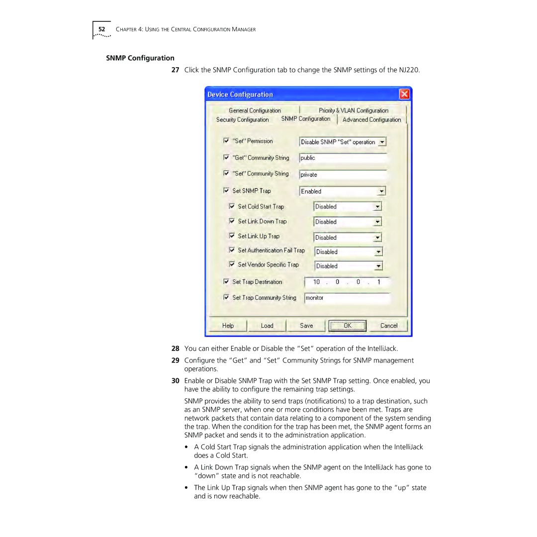 3Com NJ220 manual Snmp Configuration 