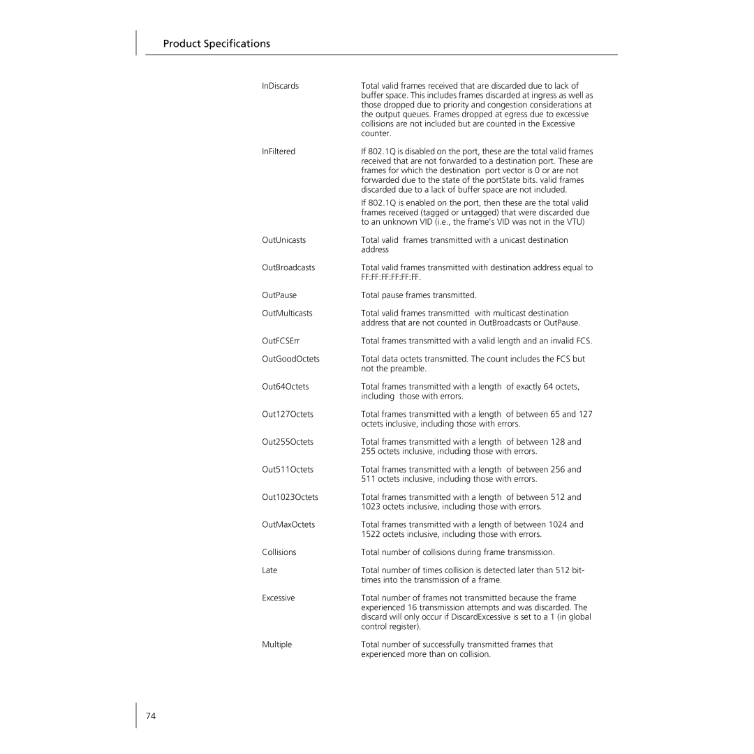 3Com NJ220 manual Collisions are not included but are counted in the Excessive 