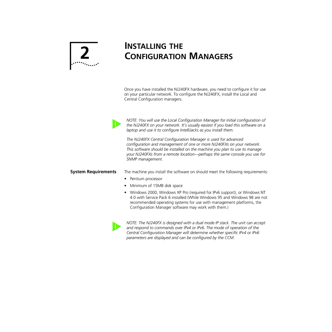 3Com NJ240FX manual Installing Configuration Managers 