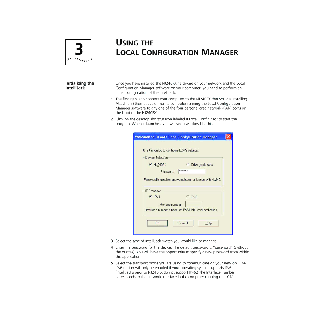 3Com NJ240FX manual Using Local Configuration Manager, Initializing 