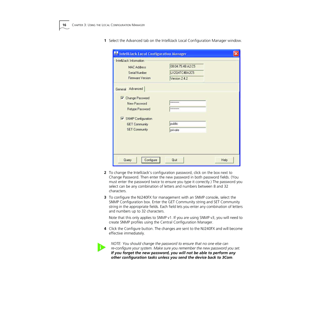 3Com NJ240FX manual Using the Local Configuration Manager 