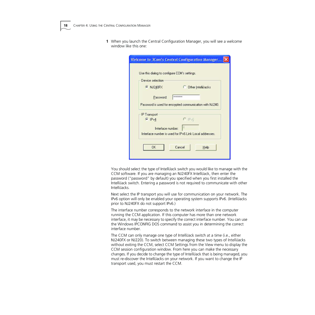 3Com NJ240FX manual Using the Central Configuration Manager 