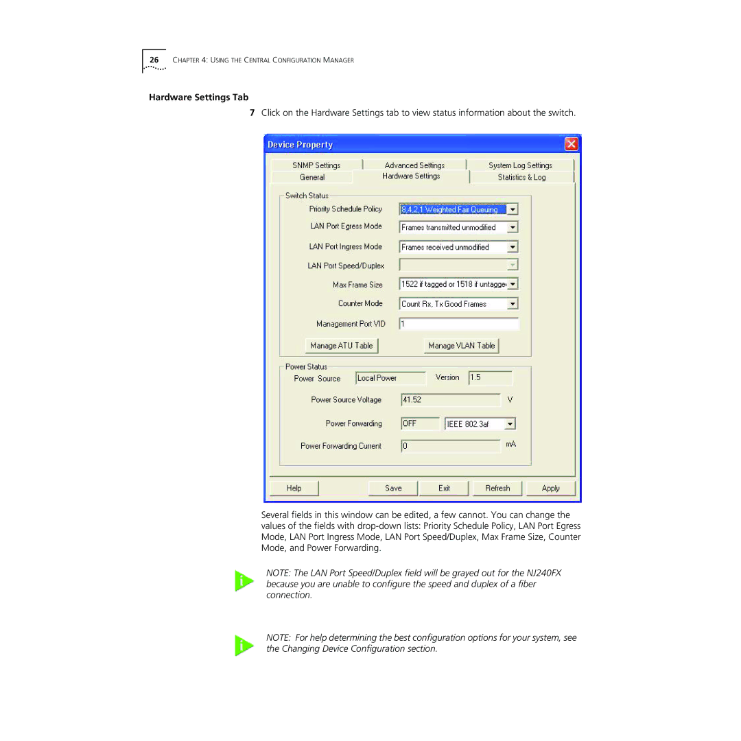 3Com NJ240FX manual Hardware Settings Tab 