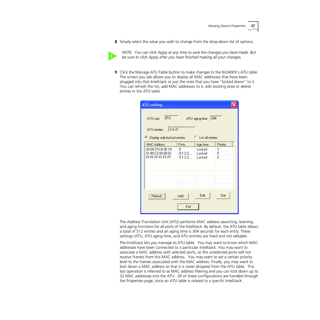 3Com NJ240FX manual Viewing Device Properties 