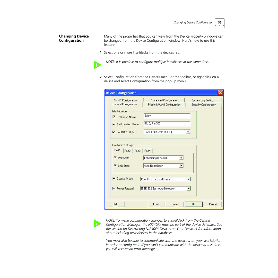 3Com NJ240FX manual Changing Device, Configuration 