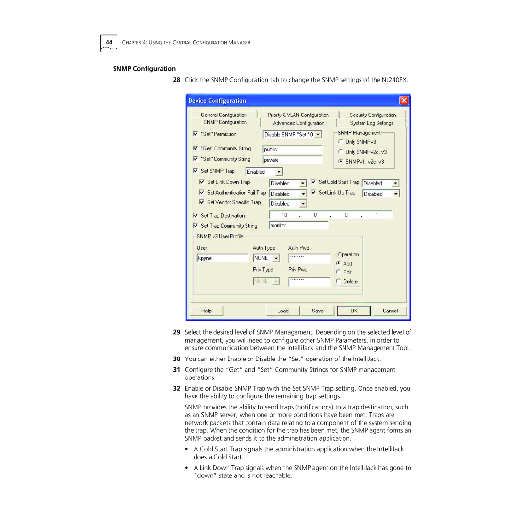 3Com NJ240FX manual Snmp Configuration 