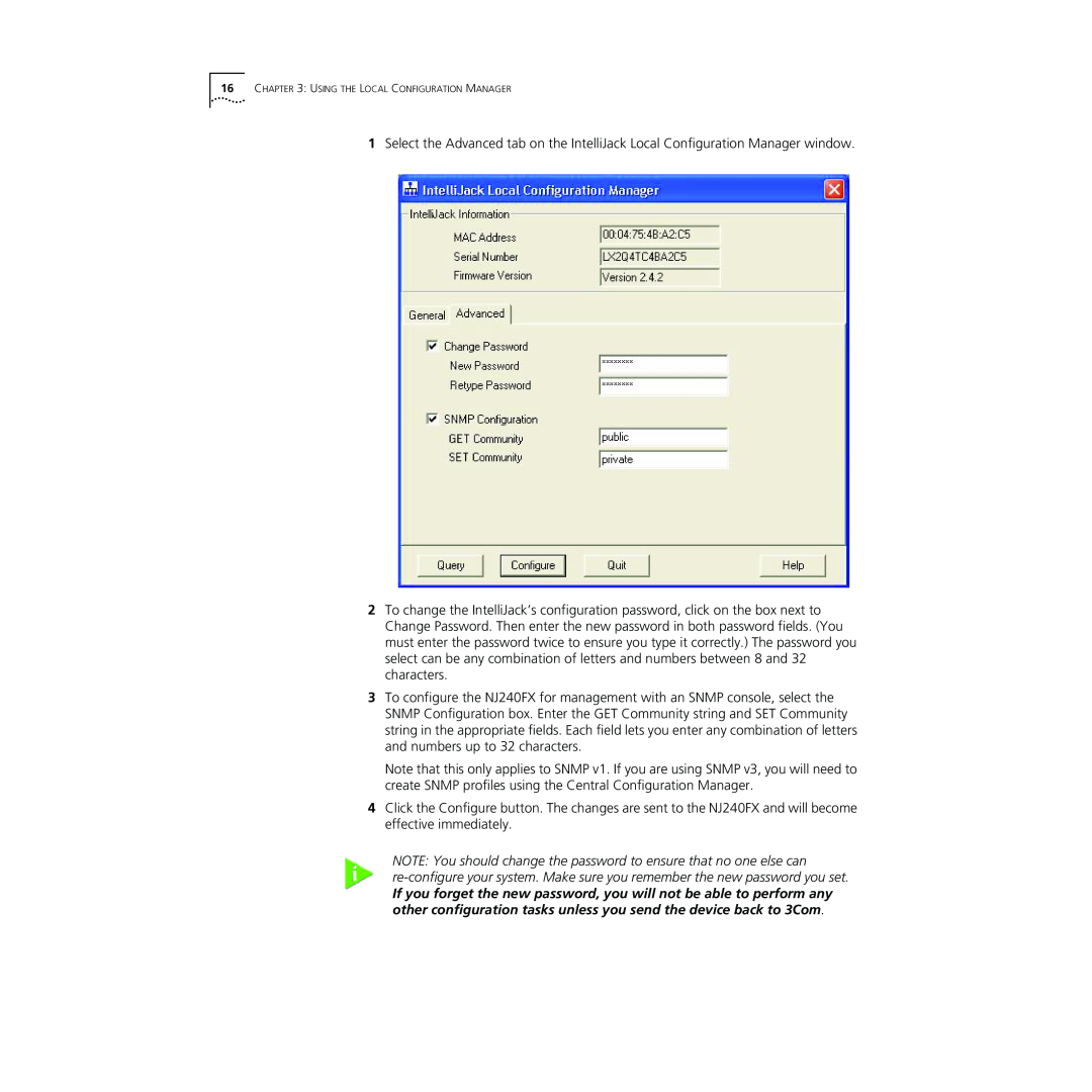 3Com NJ240FX manual Using The Local Configuration Manager 