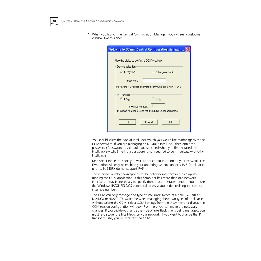 3Com NJ240FX manual Using The Central Configuration Manager 