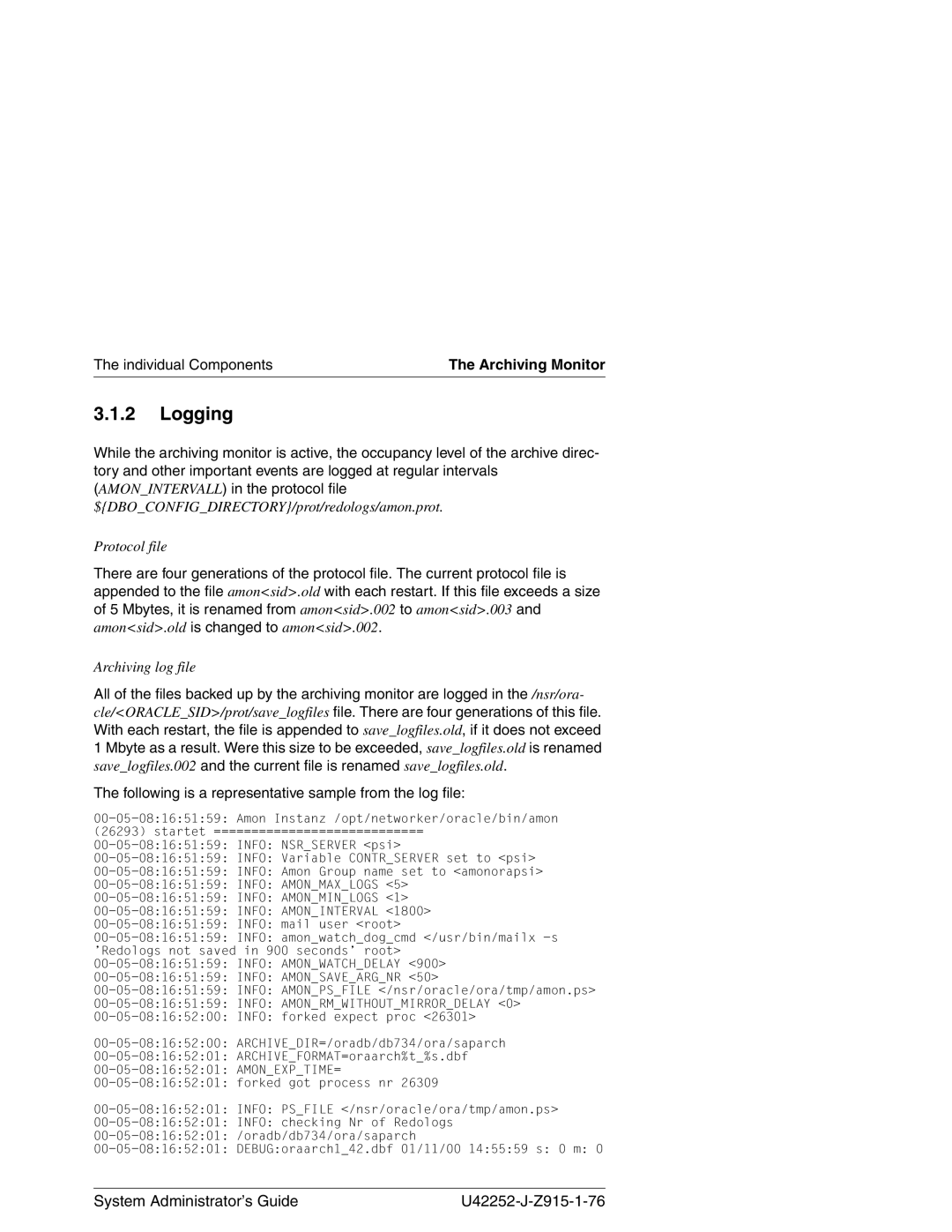 3Com NSR-ORA V3.2 manual Logging, Following is a representative sample from the log file 