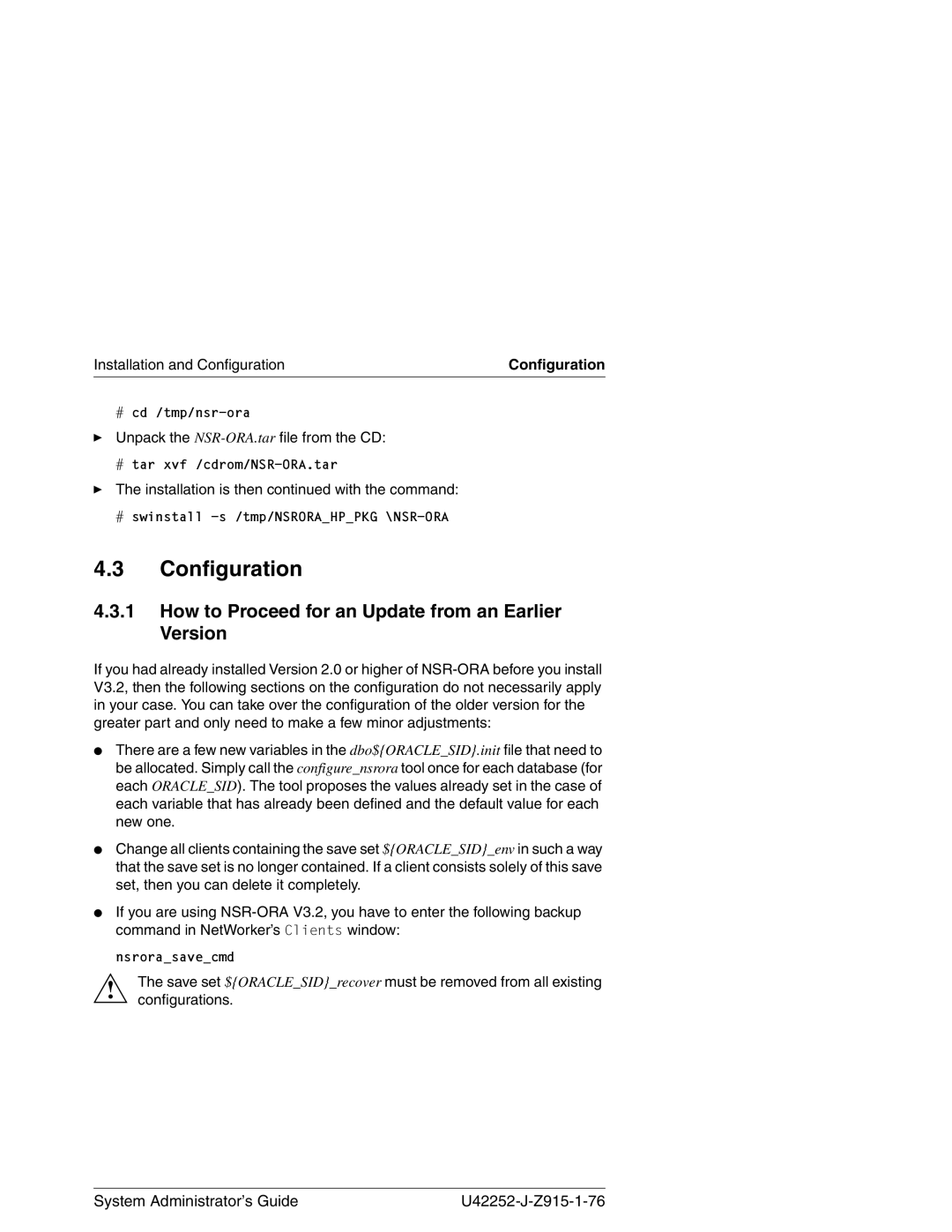 3Com NSR-ORA V3.2 manual Configuration, How to Proceed for an Update from an Earlier Version 