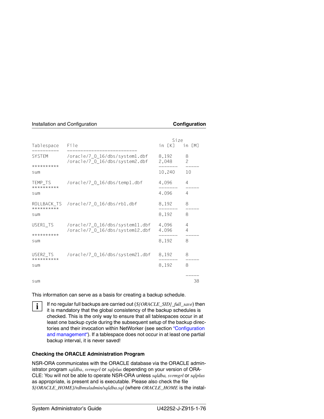 3Com NSR-ORA V3.2 manual Installation and Configuration, Checking the Oracle Administration Program 