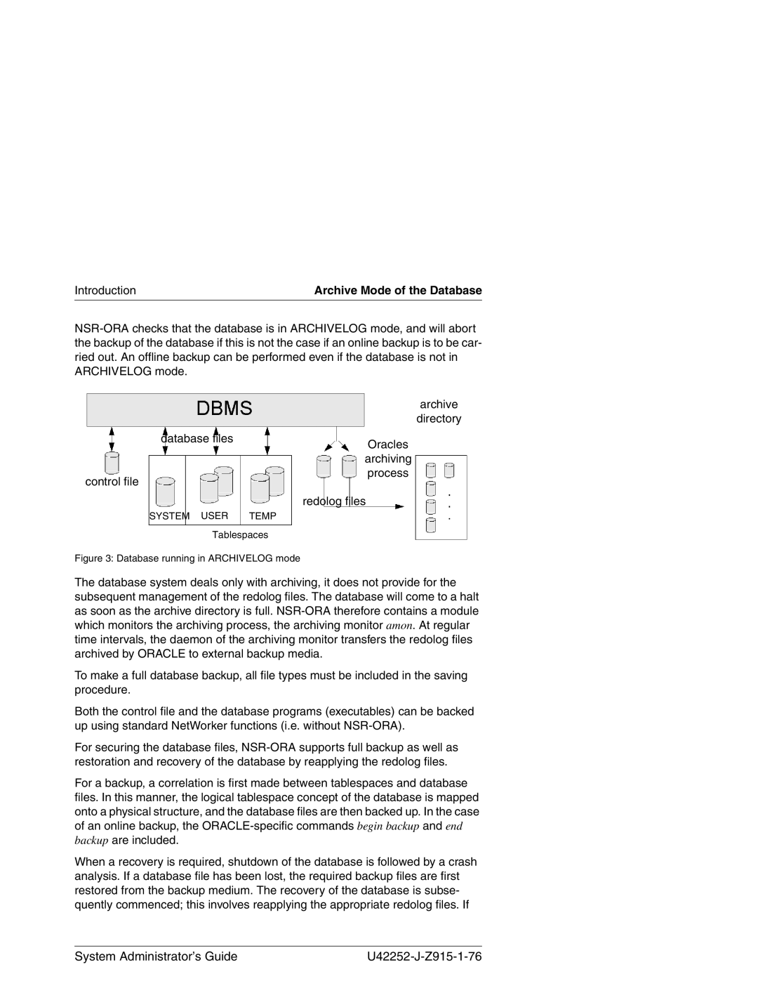 3Com NSR-ORA V3.2 manual Archiving, System Administrator’s Guide U42252-J-Z915-1-76 