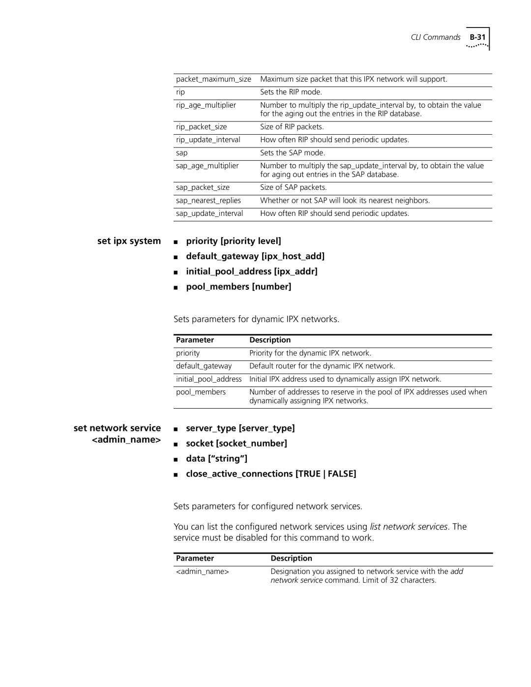 3Com OfficeConnect Remote 812 manual Poolmembers number, Sets parameters for dynamic IPX networks 