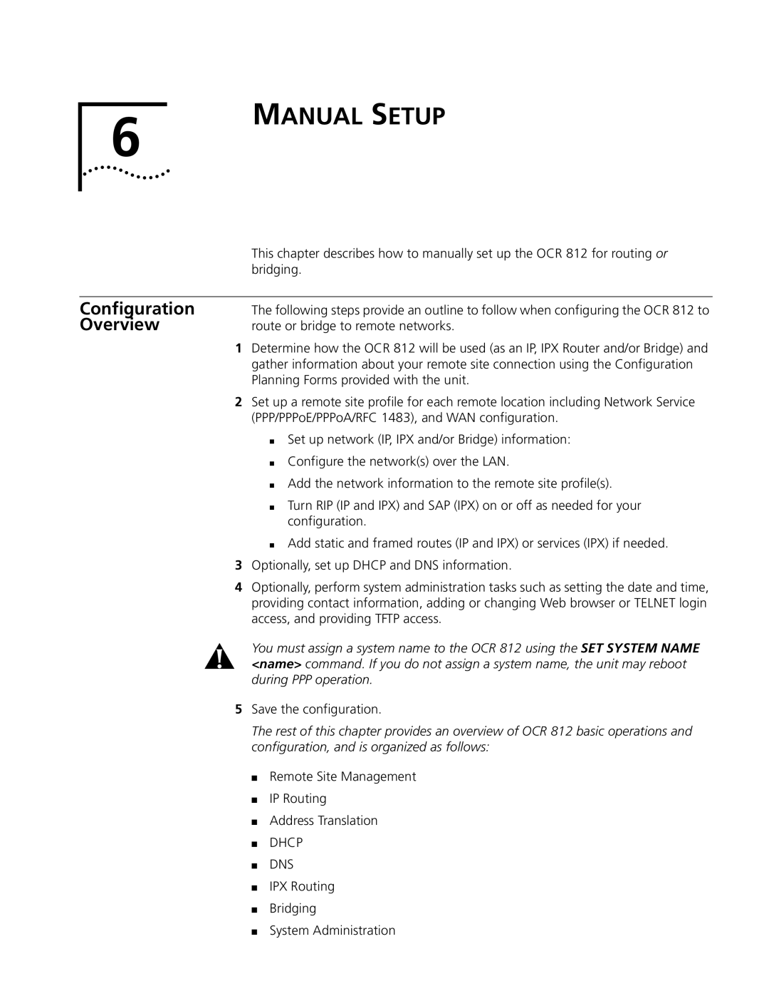 3Com OfficeConnect Remote 812 Configuration Overview, Save the configuration, IPX Routing Bridging System Administration 