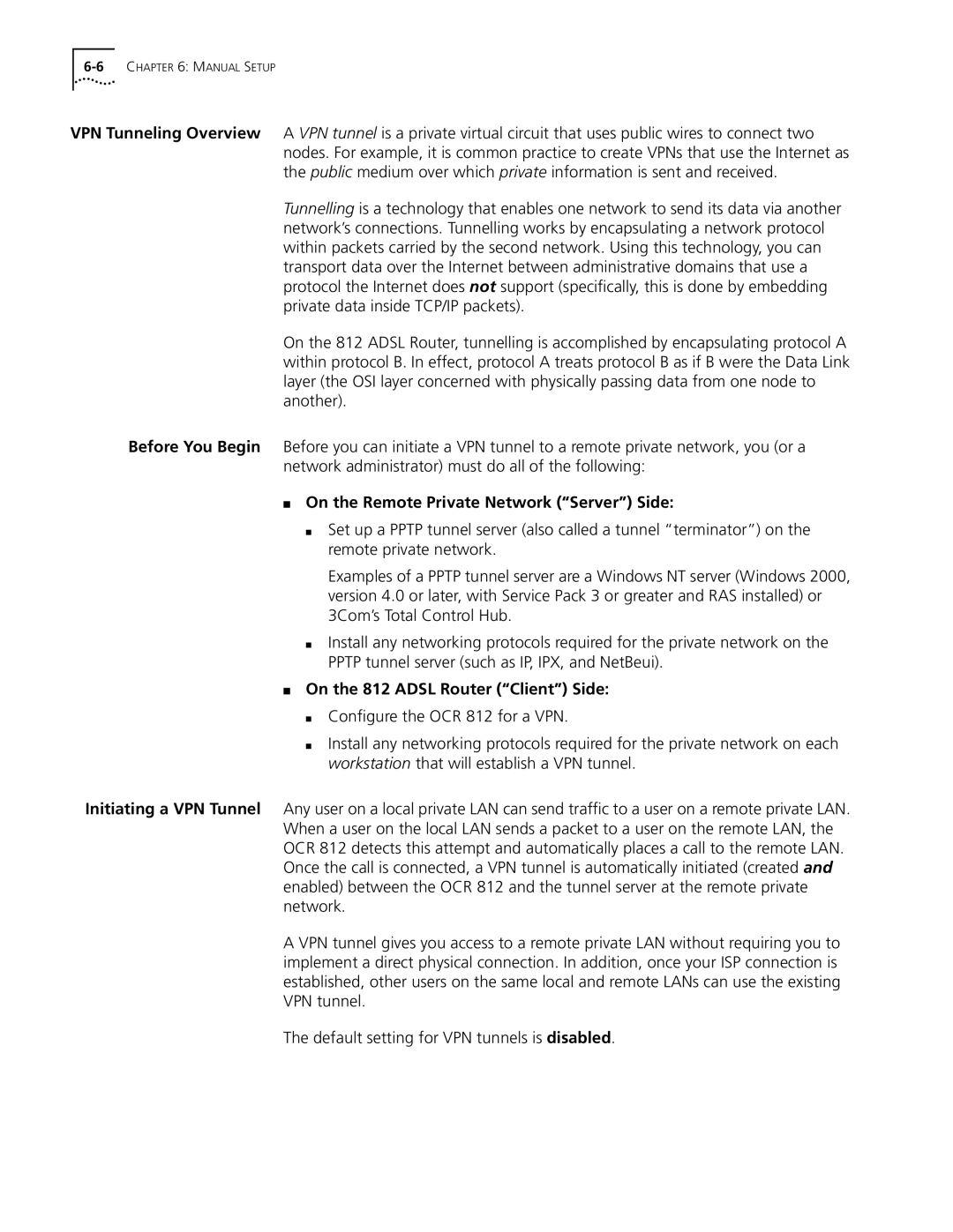 3Com OfficeConnect Remote 812 manual On the Remote Private Network Server Side, On the 812 Adsl Router Client Side 