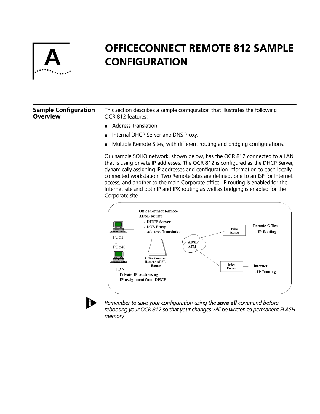 3Com OfficeConnect Remote 812 manual OFFICECONNECT REMOTE 812 SAMPLE A CONFIGURATION, Sample Configuration, Overview 