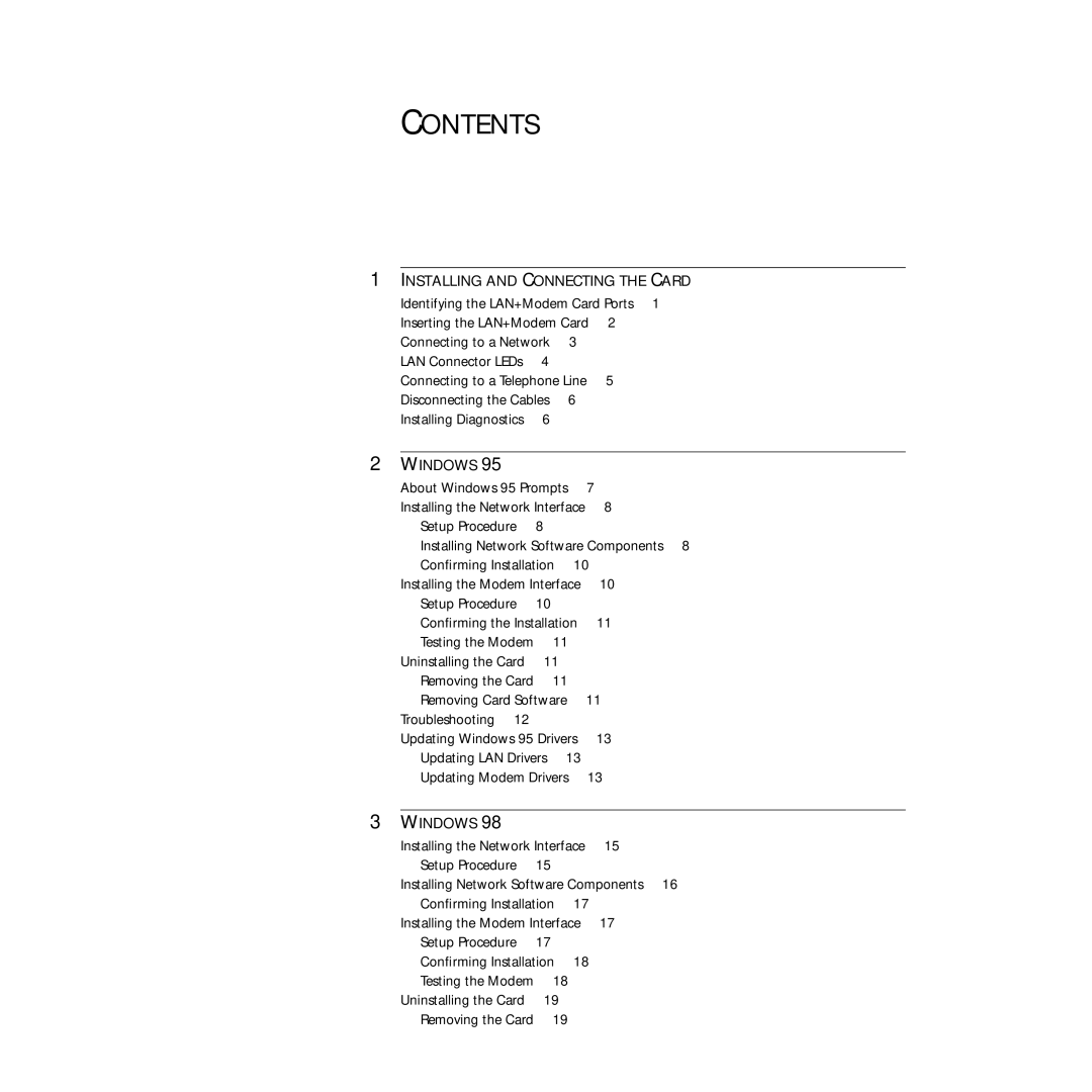 3Com PC Card manual Contents 