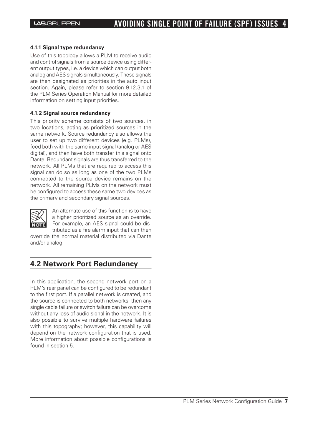 3Com NCG-PLM, PLM Series manual Network Port Redundancy, Signal type redundancy Signal source redundancy 