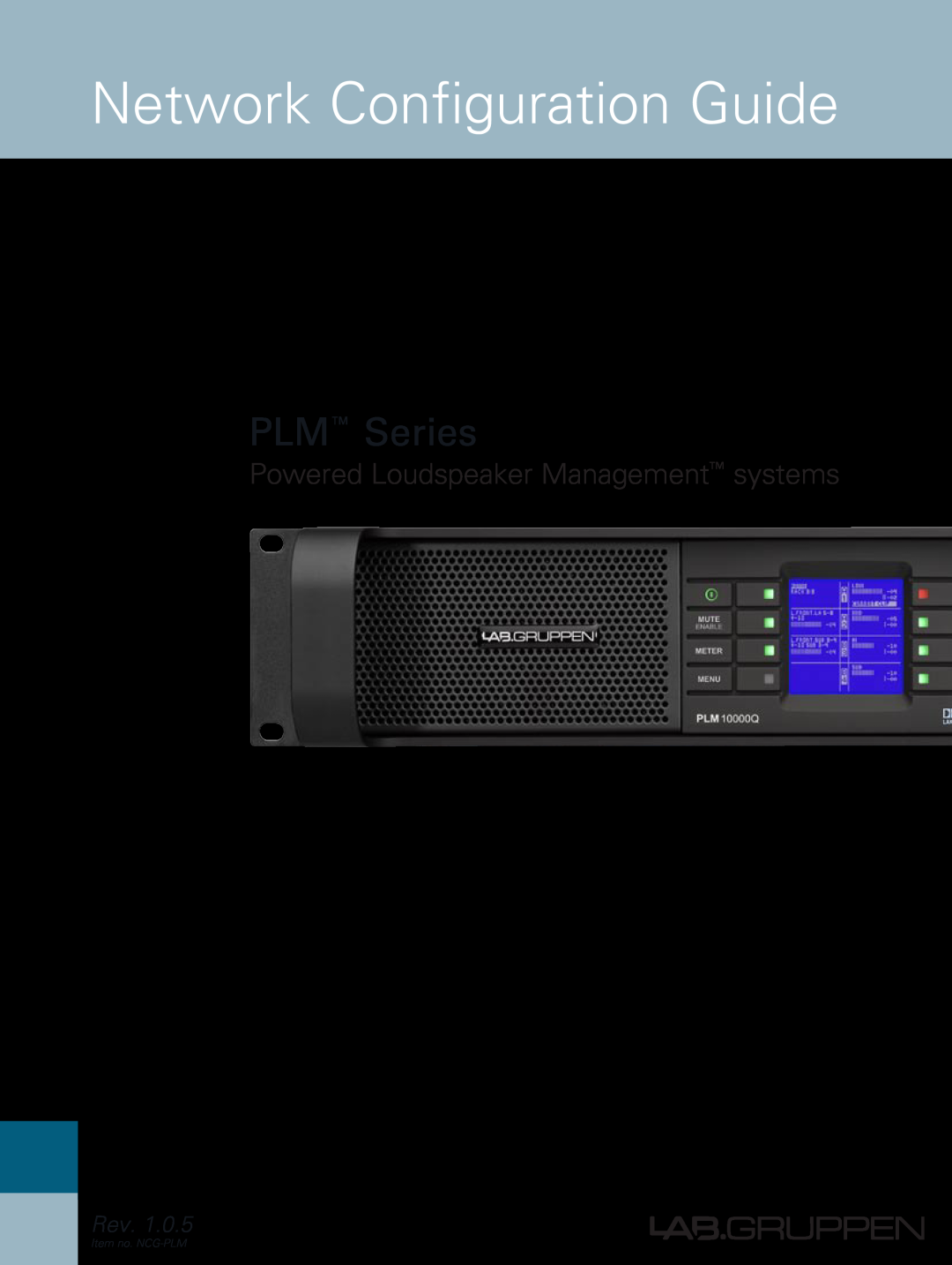 3Com manual Network Configuration Guide, PLM Series, Powered Loudspeaker Management systems, Rev, Item no. NCG-PLM 