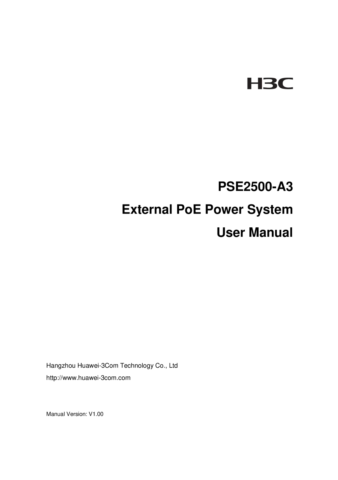 3Com user manual PSE2500-A3 External PoE Power System 