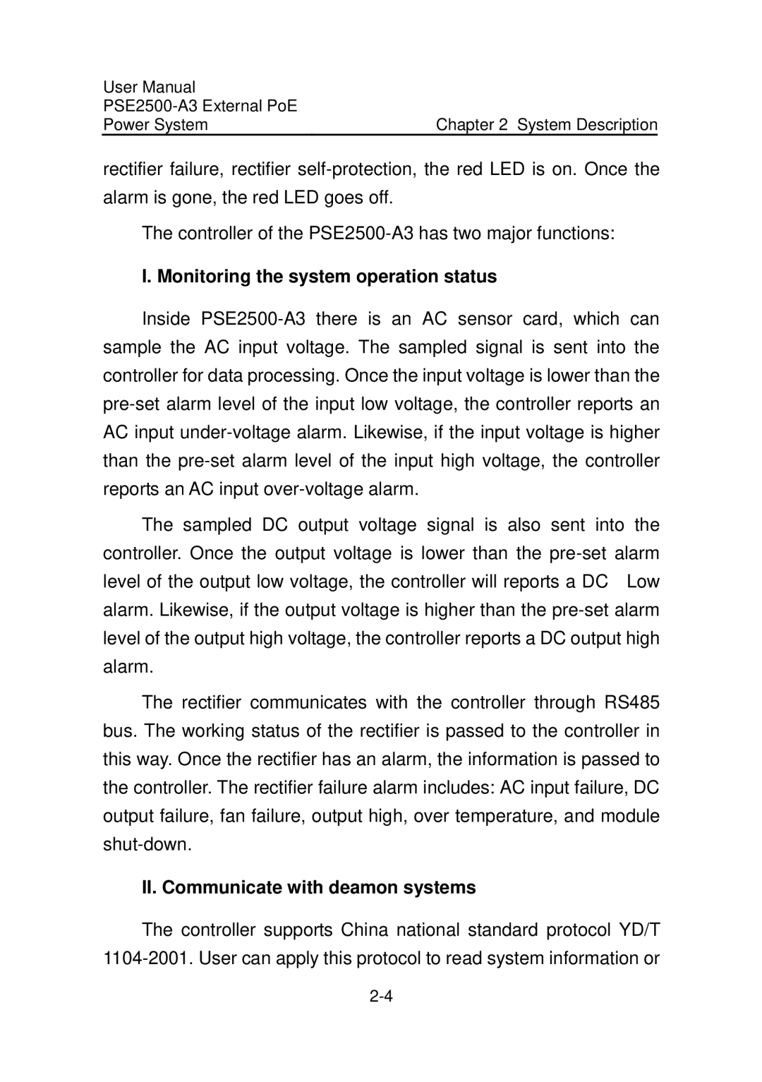 3Com PSE2500-A3 user manual Monitoring the system operation status, II. Communicate with deamon systems 