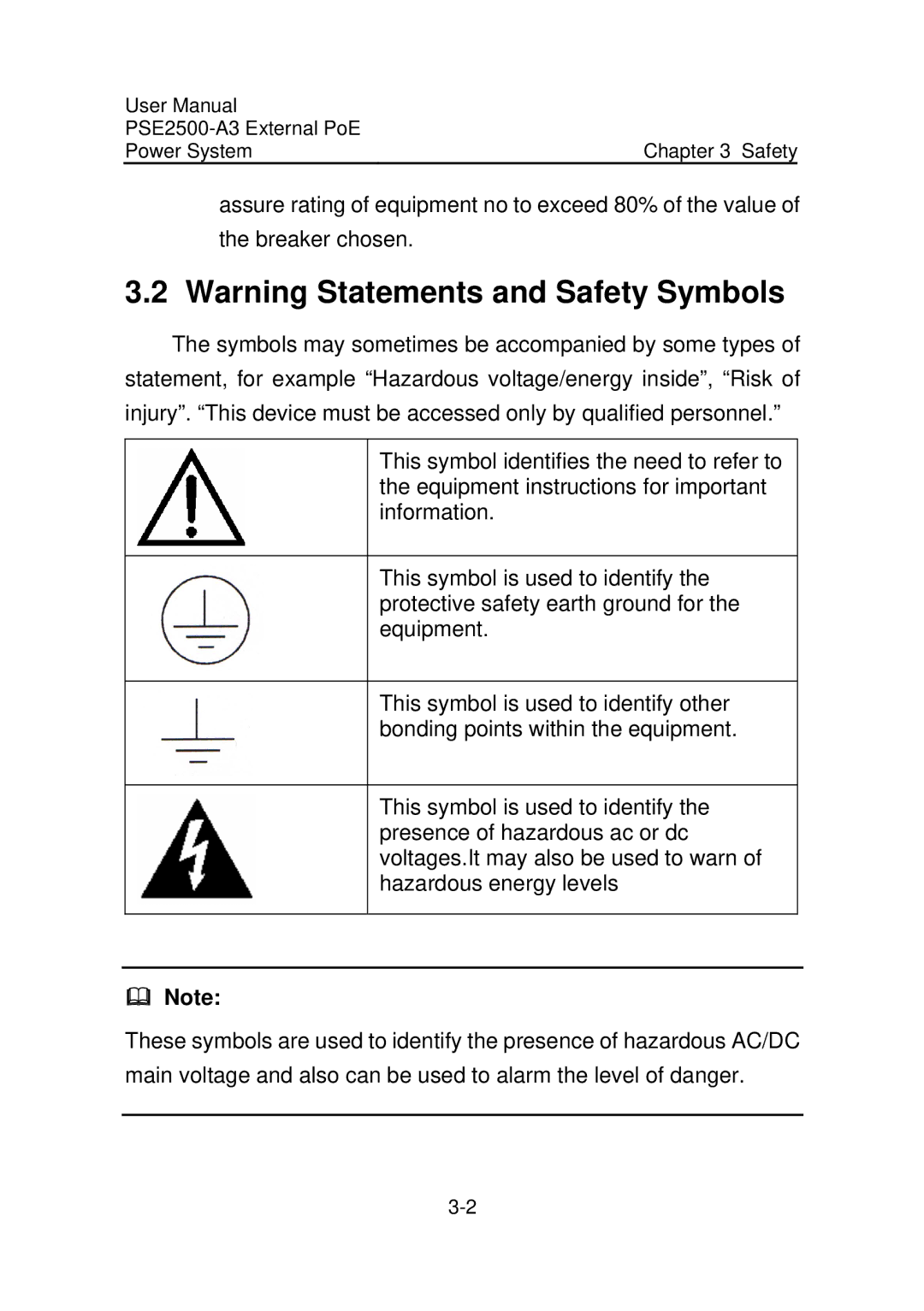 3Com user manual PSE2500-A3 External PoE Power System Safety 