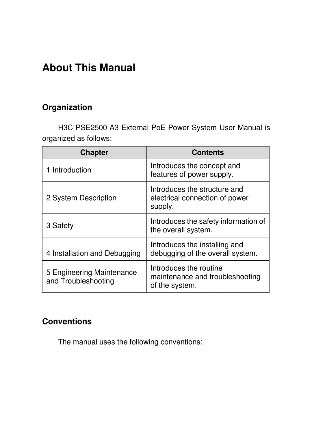 3Com PSE2500-A3 user manual About This Manual, Chapter Contents 