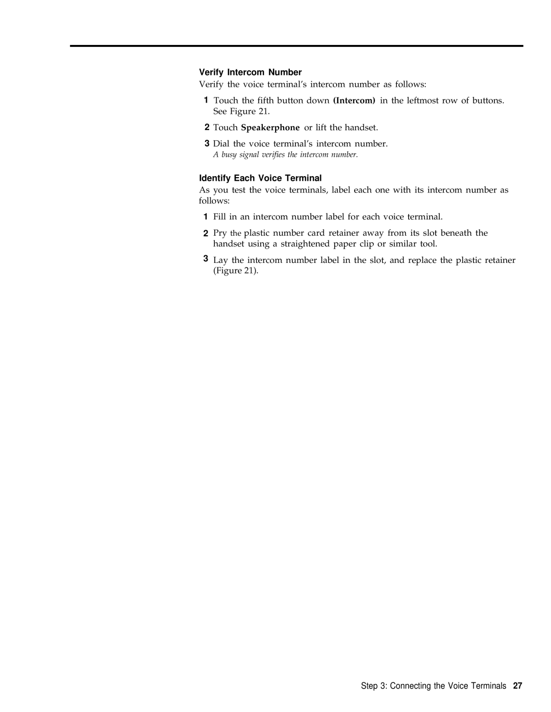 3Com RELEASE 2 installation manual Verify Intercom Number, Identify Each Voice Terminal 
