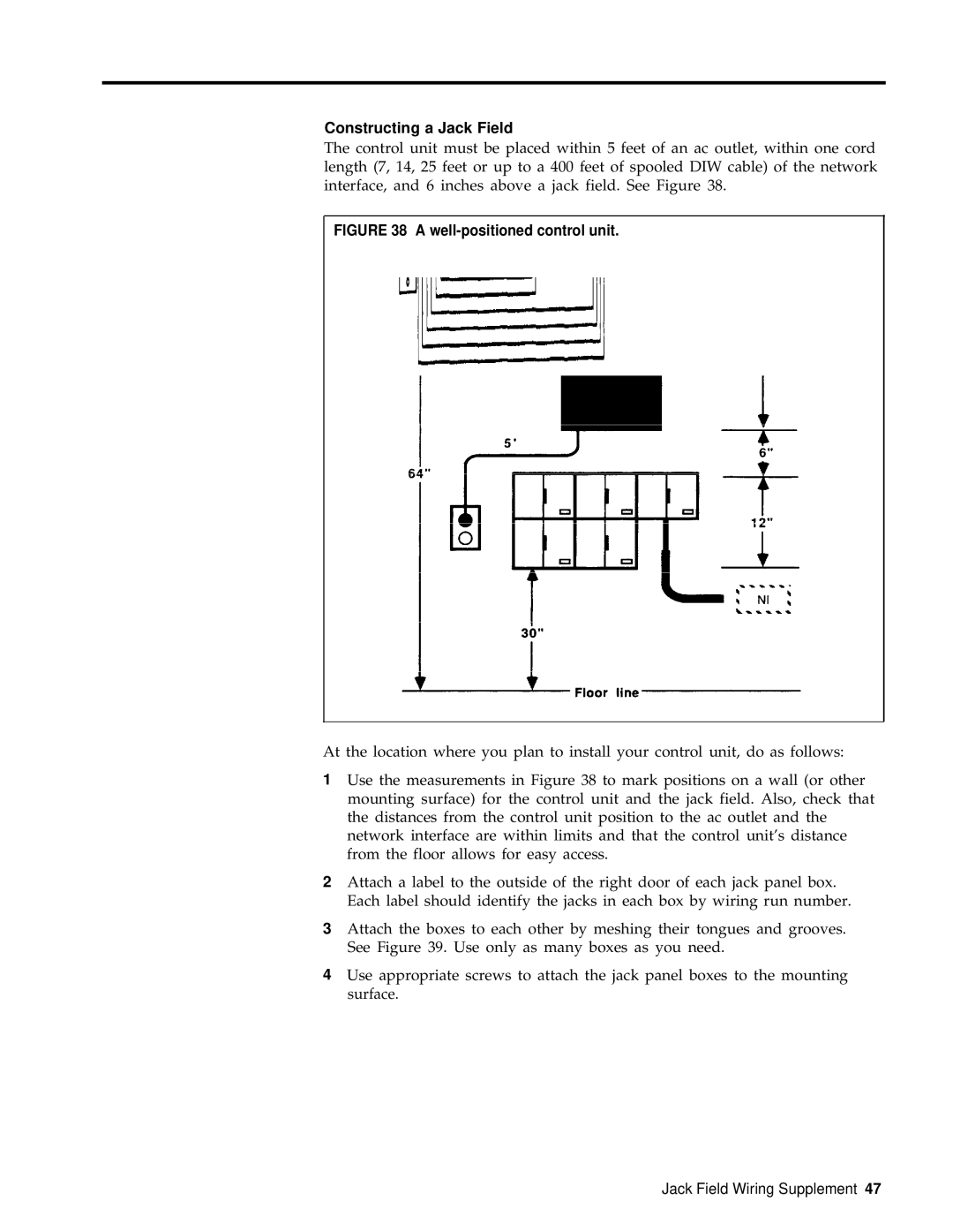 3Com RELEASE 2 installation manual Constructing a Jack Field, Well-positioned control unit 